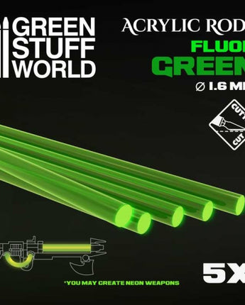 GSW: Acrylic Rods - Round 1.6 mm Fluor GREEN 
