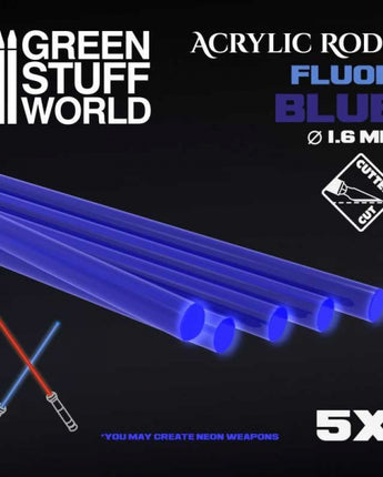 GSW: Acrylic Rods - Round 1.6 mm Fluor BLUE 