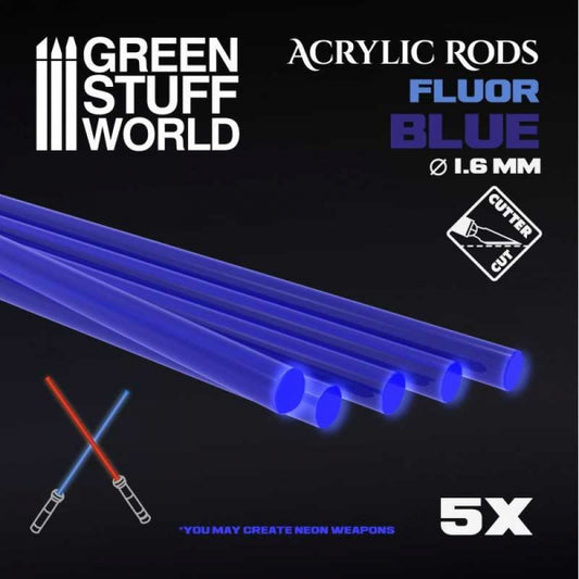GSW: Acrylic Rods - Round 1.6 mm Fluor BLUE 