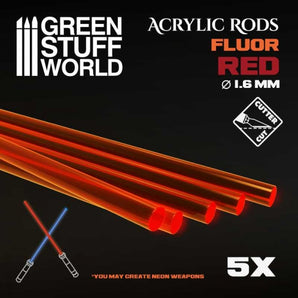 GSW: Acrylic Rods - Round 1.6 mm Fluor RED-ORANGE 