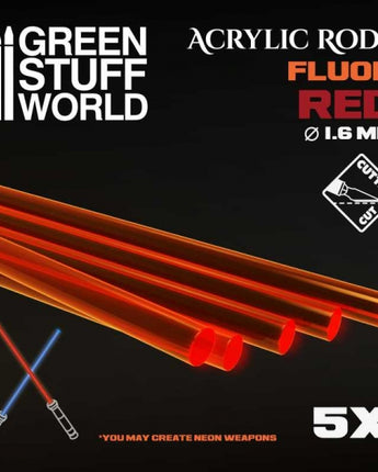 GSW: Acrylic Rods - Round 1.6 mm Fluor RED-ORANGE 