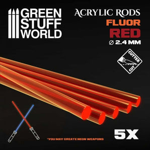 GSW: Acrylic Rods - Round 2.4 mm Fluor RED-ORANGE 