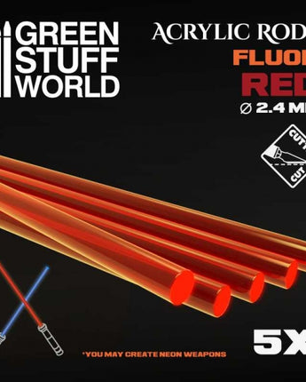 GSW: Acrylic Rods - Round 2.4 mm Fluor RED-ORANGE 