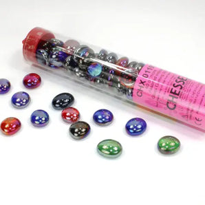 Glass Stones Gaming Tokens in 5.5` Tube (40) - Iridized Mixed Colors 