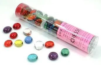 Glass Stones Gaming Tokens in 5.5` Tube (40) - Translucent Mixed Colors 