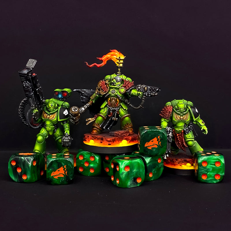 Load image into Gallery viewer, Drake Dice - Green &amp; Orange
