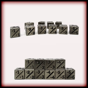 Metal Counter Dice (10) D6 - 12mm Legendary Silver Minus 